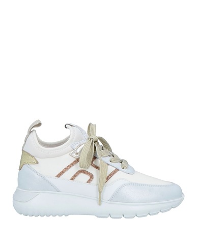 HOGAN Sneakers Cream Soft Leather, Textile fibers