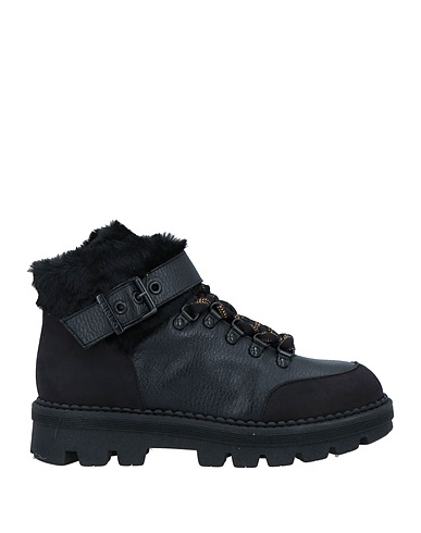 PINKO Ankle boot Black Leather, Textile fibres