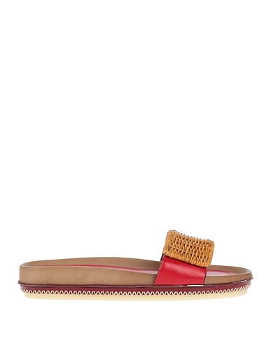 RODO Sandals Red Soft Leather, Textile fibres