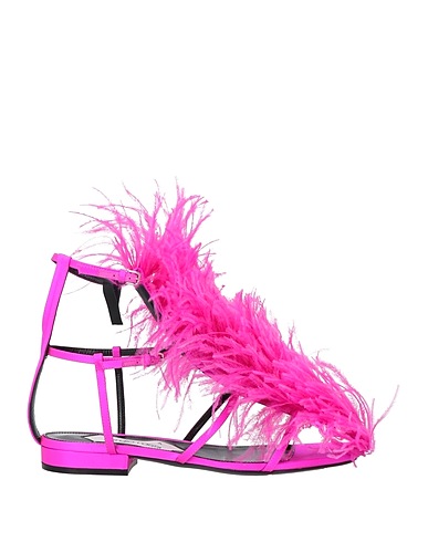 AREA x SERGIO ROSSI Sandals Fuchsia Textile fibres, Feather