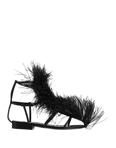 AREA x SERGIO ROSSI Sandali Nero Fibre tessili, Piuma