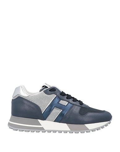 HOGAN Sneakers Navy blue Soft Leather, Textile fibres