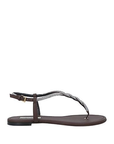 NINALILOU Flip flops Dark brown Leather