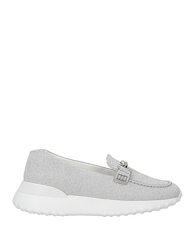 TOD'S Loafers Silver Textile fibers