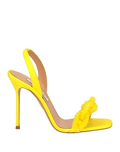 AQUAZZURA Sandals Yellow Soft Leather, Textile fibres