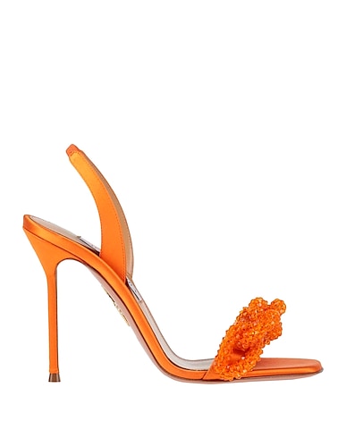 AQUAZZURA Sandals Orange Soft Leather, Textile fibers