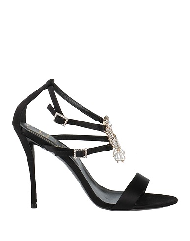 ROGER VIVIER Sandals Black Textile fibres, Soft Leather