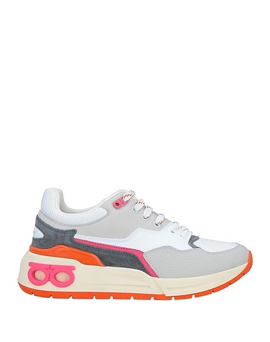 FERRAGAMO Sneakers White Calfskin, Textile fibers
