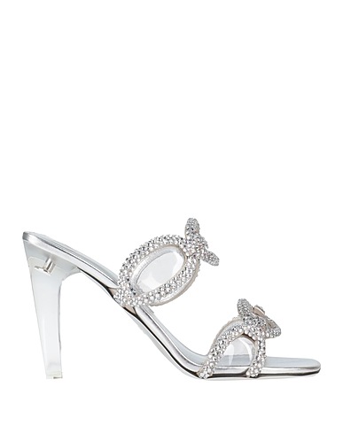 VALENTINO GARAVANI Sandals Silver Soft Leather, Plastic