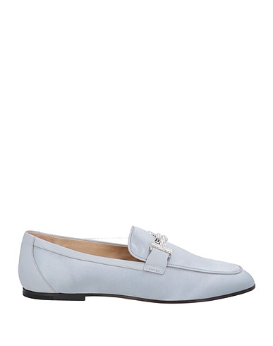 TOD'S Loafers Light blue Soft Leather, Textile fibres