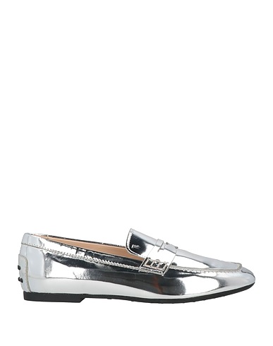 TOD'S Loafers Silver Soft Leather