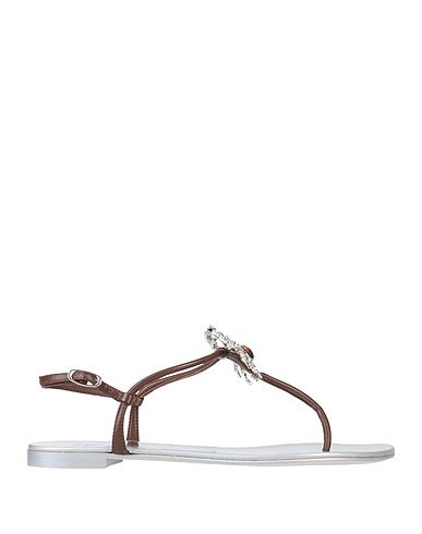 GIUSEPPE ZANOTTI Flip flops Chocolate brown Soft Leather