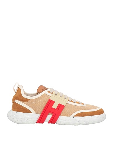 HOGAN Sneakers Tan Leather, Textile fibers