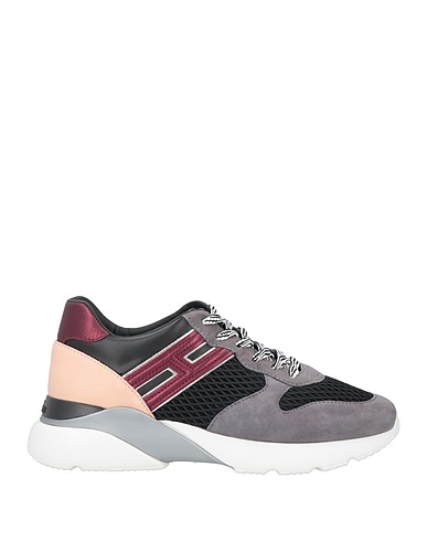 HOGAN Sneakers Lead Leather, Textile fibers