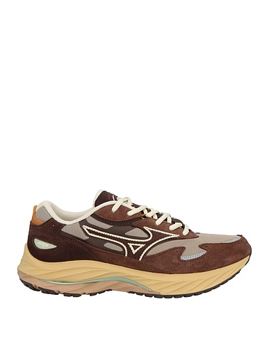 MIZUNO Sneakers Dark brown Soft Leather, Textile fibres