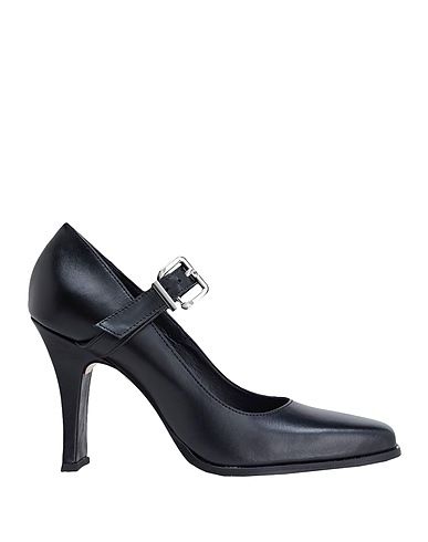 8 by YOOX Court LEATHER MARY-JANE PUMPS BUCKLE DETAIL
 Black 100% Calfskin