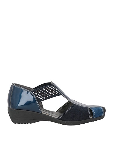 MELLUSO Sandals Midnight blue Leather, Textile fibres