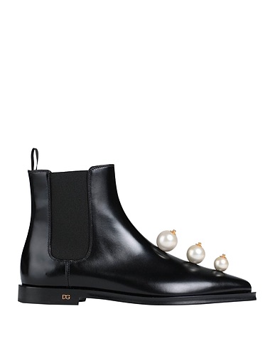 DOLCE&GABBANA Ankle boot Black 90% Calfskin, 6% Polyester, 4% Elastane