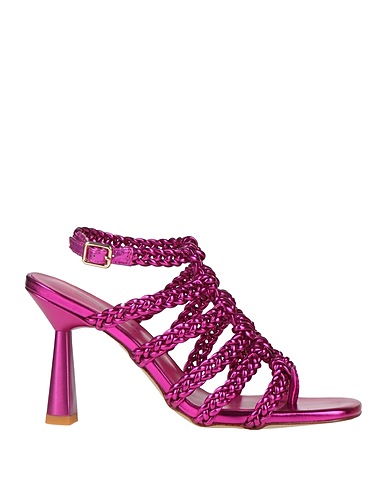 EMANUÉLLE VEE Sandals Leather, Textile fibres