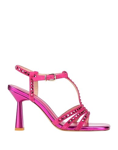 EMANUÉLLE VEE Sandals Leather, Textile fibers