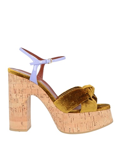 SAINT LAURENT Mules and clogs Khaki Textile fibers, Leather