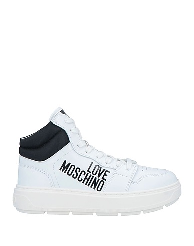 LOVE MOSCHINO Sneakers White Leather, Textile fibers