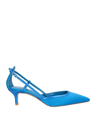 LELLA BALDI Pump Azure Leather, Textile fibers