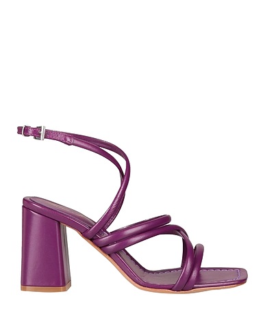 ANNA F. Sandals Plum Leather