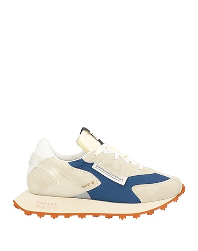 RUN OF Sneakers Blue Leather, Textile fibers