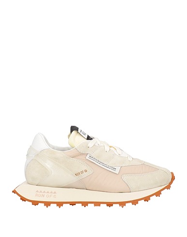RUN OF Sneakers Beige Leather, Textile fibers