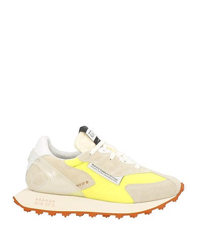 RUN OF Sneakers Verde lime Pelle, Fibre tessili