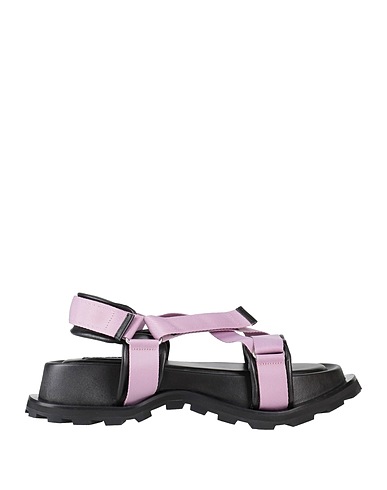 JIL SANDER Sandales Mauve Fibres textiles, Cuir