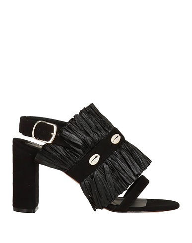 JEAN-MICHEL CAZABAT Sandals Black Leather, Textile fibers