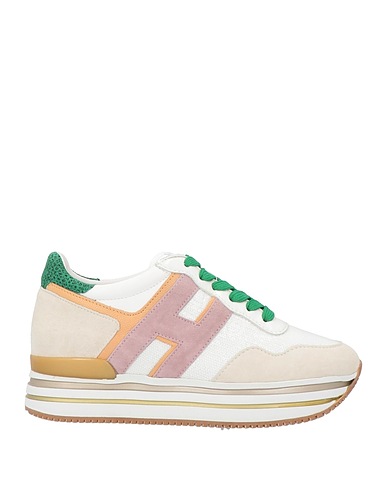 HOGAN Sneakers White Leather, Textile fibres