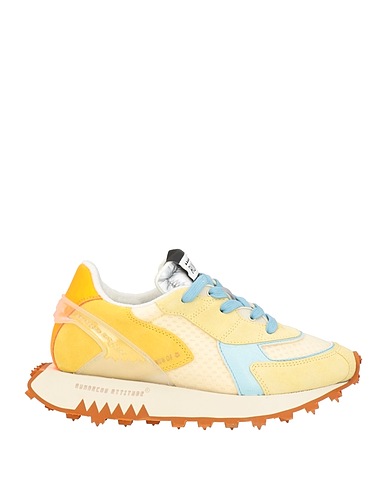 RUN OF Sneakers Yellow Leather, Textile fibres