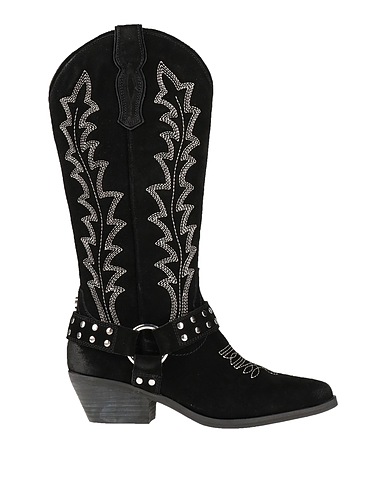 STEVE MADDEN Boots Black Leather, Textile fibres