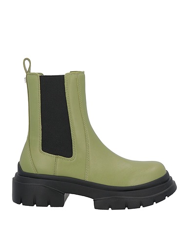 STEVE MADDEN Ankle boot Military green Leather, Elastic fibres