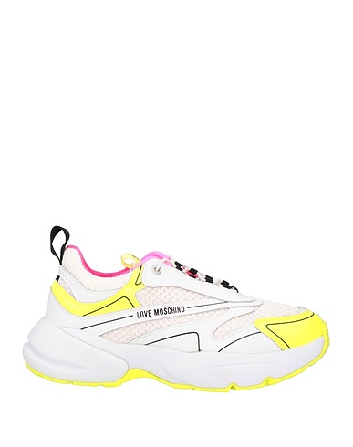 LOVE MOSCHINO Sneakers White Textile fibres, Calfskin