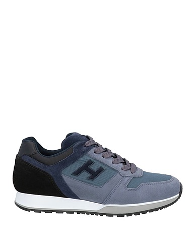 HOGAN Sneakers Slate blue Leather, Textile fibres