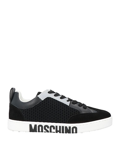 MOSCHINO Sneakers Black Leather, Textile fibers