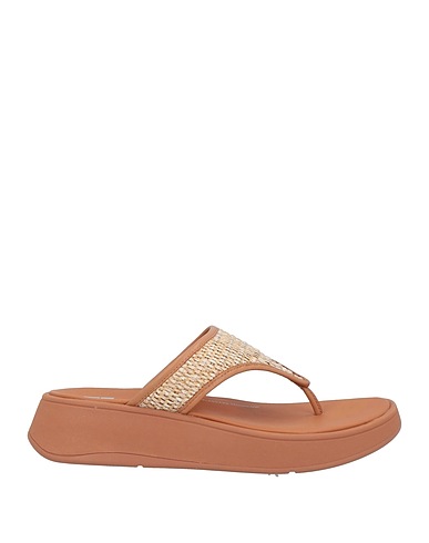 FITFLOP Flip flops Beige Leather, Natural raffia