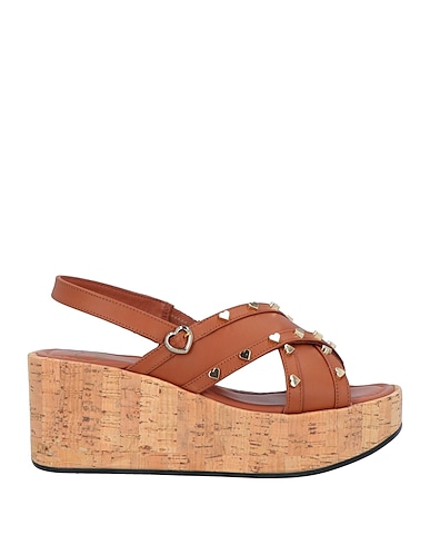 LOVE MOSCHINO Sandals Brown Calfskin