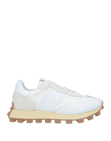 TOD'S Sneakers White Leather, Textile fibers