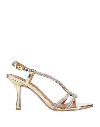 BIBI LOU Sandals Gold Leather, Textile fibres
