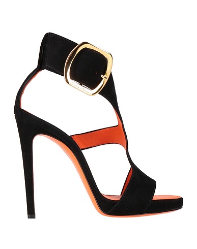 SANTONI Sandals Black Leather