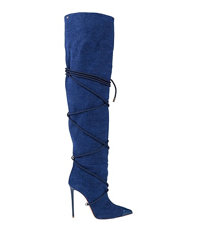 ELISABETTA FRANCHI Stivali Blu Fibre tessili, Pelle