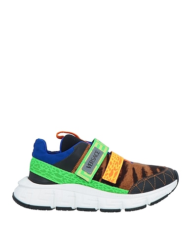 VERSACE YOUNG Sneakers Brown Leather, Textile fibres