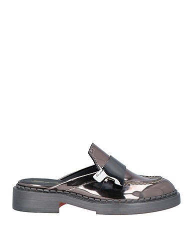 SANTONI Mules and clogs Silver Other Fibres