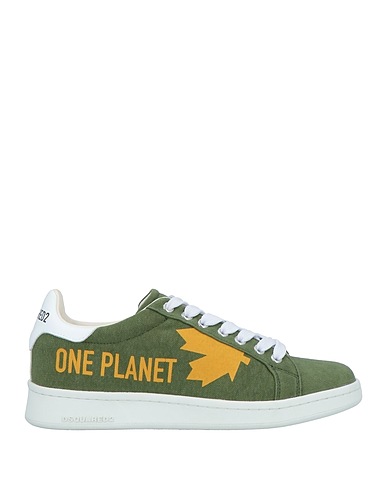 DSQUARED2 Sneakers Military green Leather, Textile fibers