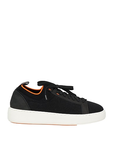 SANTONI Sneakers Nero Fibre tessili, Pelle